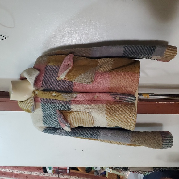 Thread & Supply Multicolor Check Plaid Teddy Jacket Size S - Picture 2 of 11